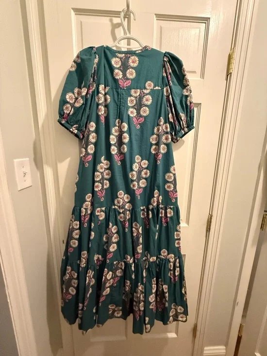 Pink Chicken Indira Pintucked Floral Dress in Evergreen Buttercup Floral - Picture 5 of 10